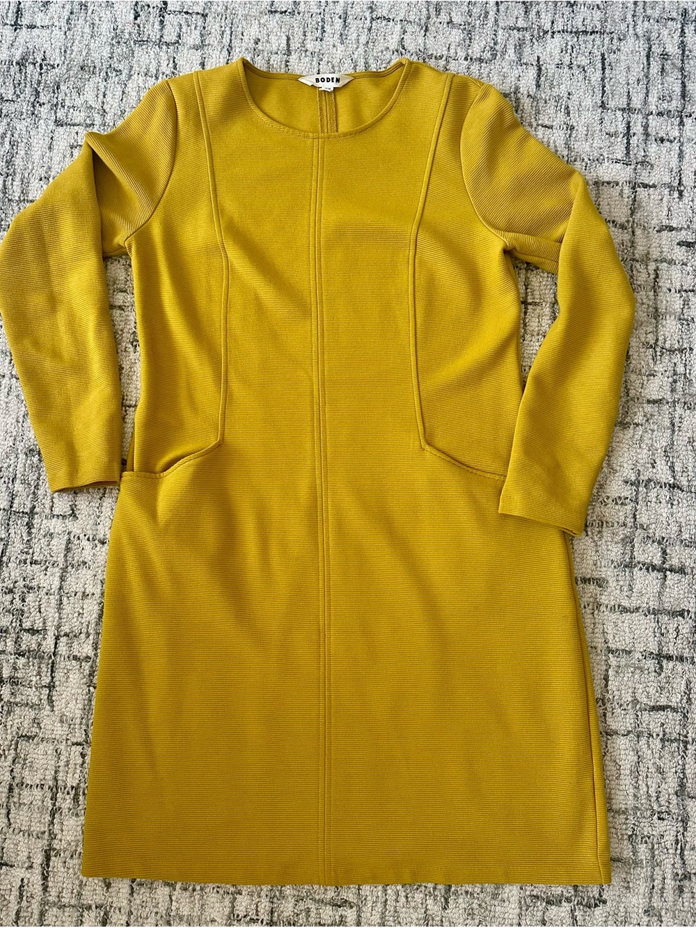Boden Mustard Yellow Long-Sleeve Ponte Sheath Dress